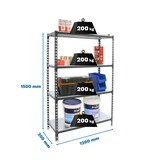 thumbnail of SimonRack Metallregal, 1500x1200x300 mm, 4 Ebenen, Metallboden, 200 kg Biegepunkt, Anthrazit/Weiss - Simonclick