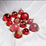 thumbnail of Christbaumkugel Weihnachtskugel Glas 3 Größen glänzend matt glitzernd rot 12St.