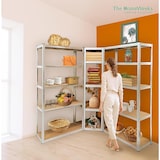 thumbnail of Pack 2 Estanterías Almacenaje y 1 Esquinera Metálicas 180x160*160 cm. Galvanizadas 15 Baldas Ajustables MDF, Carga 175 kg/Estante The Homeweeks