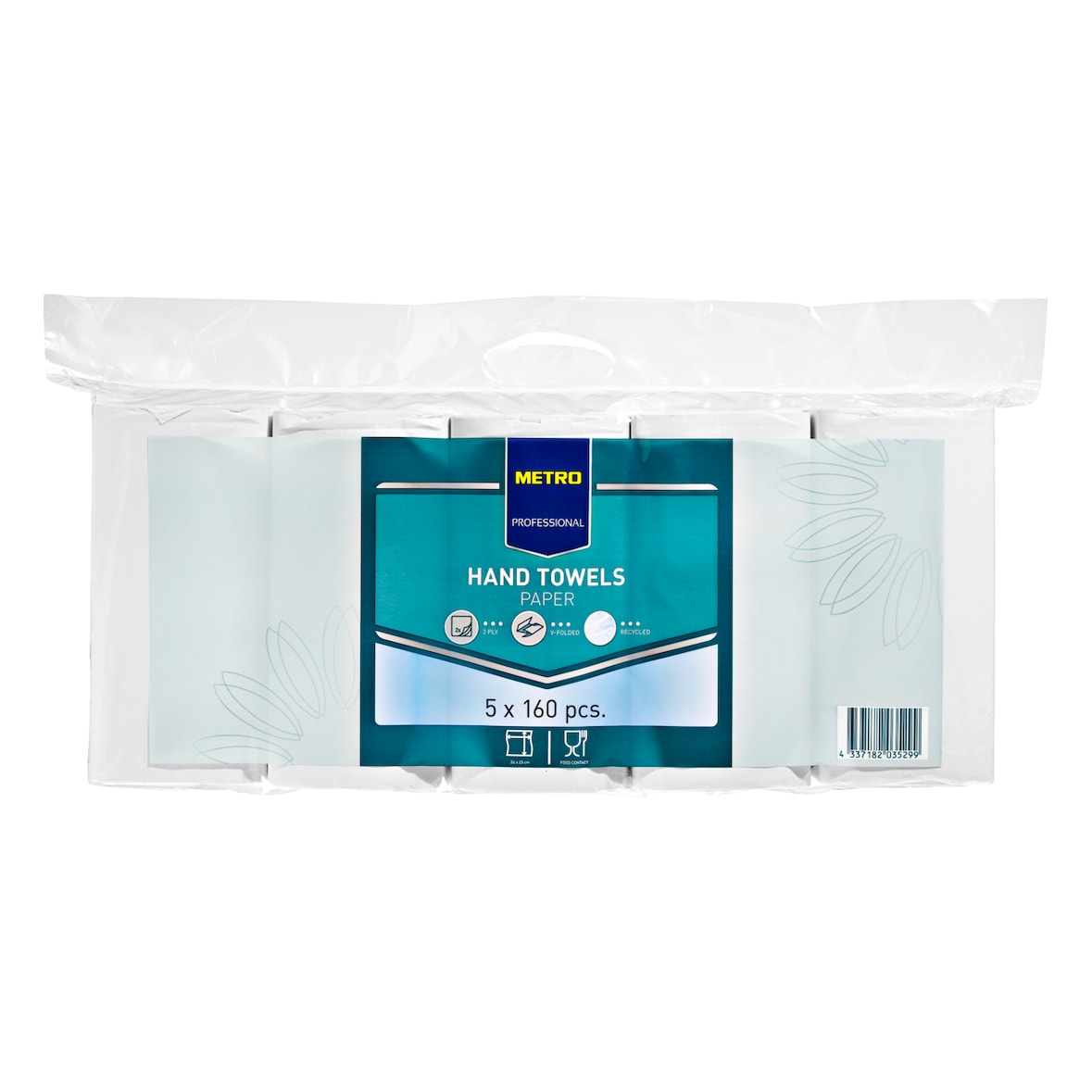 METRO Professional Falthandtuch Grau 2-lagig - 5 x 160 Stück