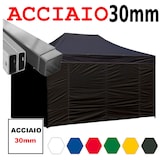 thumbnail of Gazebo 3x4,5 m nero pieghevole acciaio con laterali