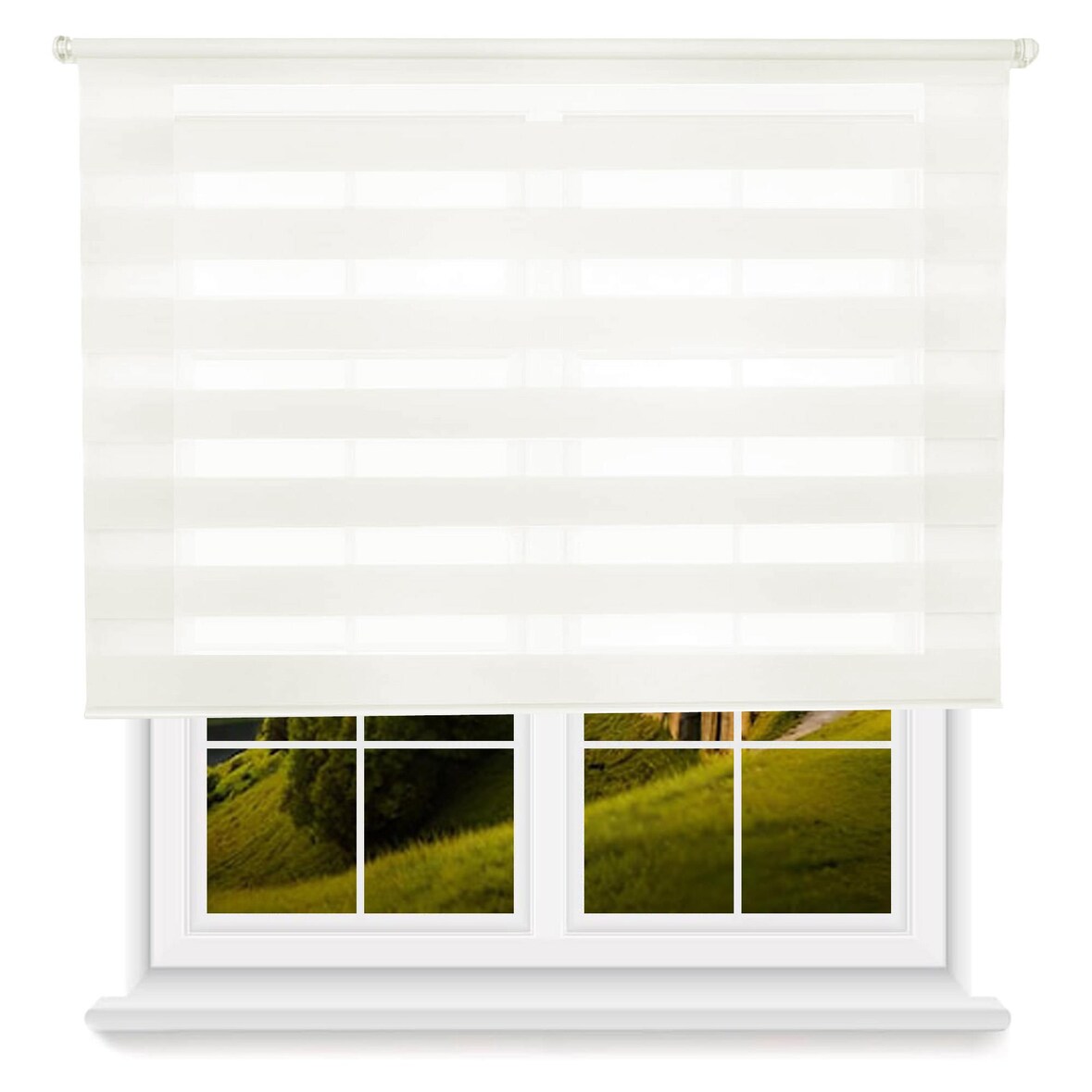 WellHome - Polyester Dag/Nacht Rolgordijn 180 x 175 cm (Breedte x Hoogte) Gebroken Wit