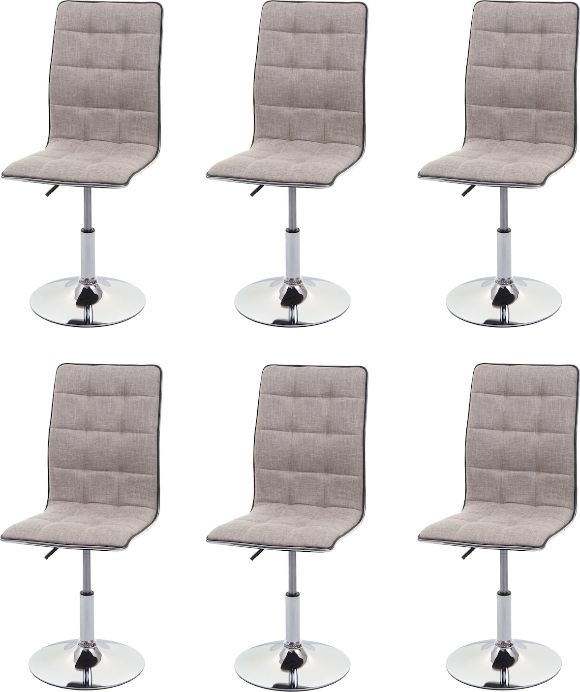 6er-Set Esszimmerstuhl | HxBxT 103x43x54cm | Sitzhöhe 41cm | Stoff/Textil FSC® | Creme-Grau | Stuhl Küchenstuhl