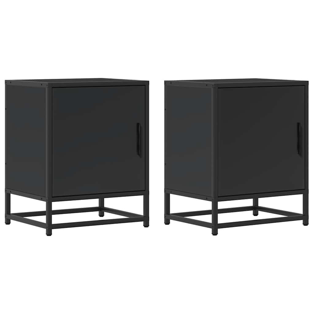 vidaXL Nachttische 2 Stk. Schwarz 40x31x50 cm Holzwerkstoff und Metall