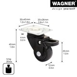 thumbnail of WAGNER Design - 3C Lenkrolle soft mit Bremse - Durchmesser Ø 25 mm, schwarz, Tragkraft 12 kg- 01232701