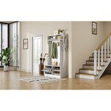 thumbnail of Flurgarderobe Komplett-Set 100x40x185,5 cm mit gepolsterter Sitzbank, Flip-Top Schuhschrank, 6 Haken, offener Stauraum, Garderobe, modern, Weiß