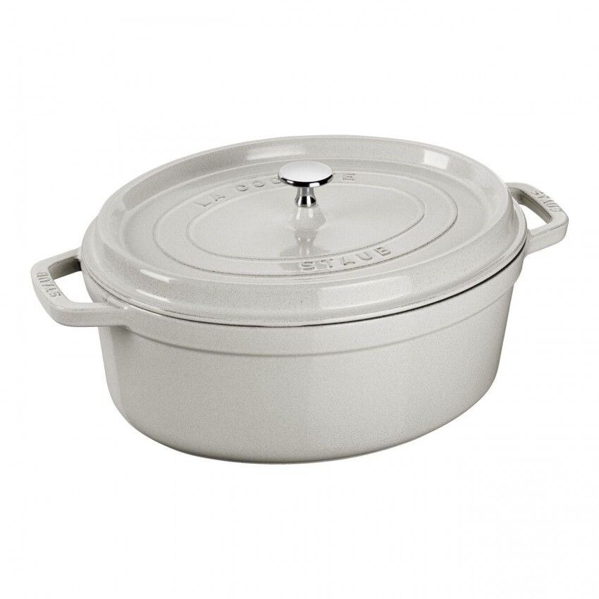 Cocotte Ovalada Staub De 37 Cm Color Blanco Trufa