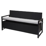 thumbnail of Poly-Rattan 3er Sitzbank HWC-F39, Gartenbank Truhenbank, Staufach Aufbewahrung Sitzkissen ~ anthrazit, Kissen grau