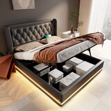 thumbnail of Polsterbett 180x200 mit Stauraum, USB-Anschluss und LED-Beleuchtung – elegantes Design, hydraulisches Stauraumsystem, stabiler Stahlrahmen – Schwarz