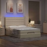 thumbnail of vidaXL Ottoman-Bett mit Matratze & LEDs Creme 140x200 cm Stoff
