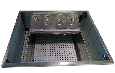 VASCA COCKTAIL da incasso L660 in acciao inox da cm. 66x55x29h + tasca esterna per bottiglie