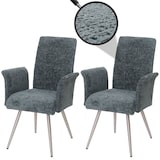 thumbnail of 2er-Set Esszimmerstuhl HWC-G55, Stuhl mit Armlehne, Edelstahl gebürstet Stoff/Textil Chenille Öko-Tex ~ blau-grün