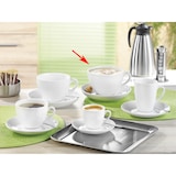 thumbnail of 6 x Milchkaffee-Tasse BISTRO, Inhalt: 0,4 ltr., mit Untertasse, aus Porzellan, UNI WEISS, Henkelform rund, Höhe: 7,6 cm