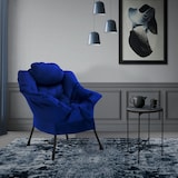 thumbnail of ML-Design Relaxsessel Dunkelblau – Loungesessel mit Armlehnen, Kopfkissen & Seitentasche, Stahlrahmen, ergonomisch, gepolsterter Fernsehsessel
