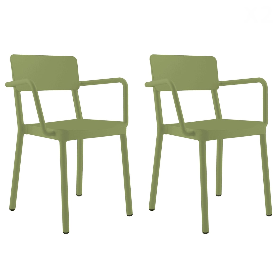 Resol LISBOA Set 2 Silla Con Brazos Interior, Exterior Verde Oliva