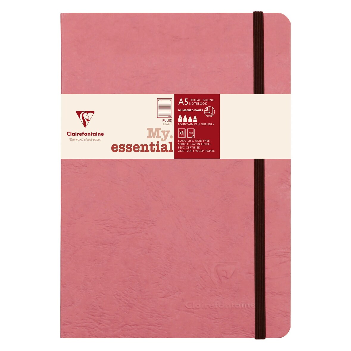 Clairefontaine 5x Notizbuch Age Bag My.essential, A5 96 Blatt liniert - Antikrosa 793466C