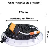 thumbnail of Downlight LED COB redondo empotrar, 30W 3000  lúmenes (= bombilla 250W), luz blanca natural 4200K para salón, cocina, tienda, negocio, oficina