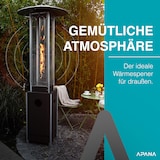 thumbnail of APANA Gasheizer 12,5 kW Bellamente Cristal praktischer Gasheizstrahler für Terrasse Garten Balkon mit Umkippsicherung & Abschaltautomatik in schwarz