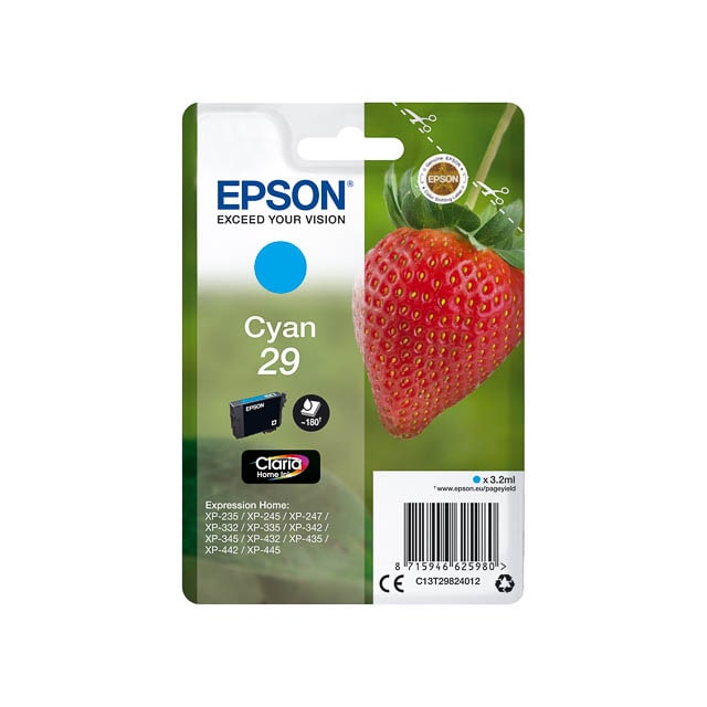 EPSON Cartouche Jet d'Encre Claria Home Cyan ''Fraise'' 29 (T2982) - C13T29824012
