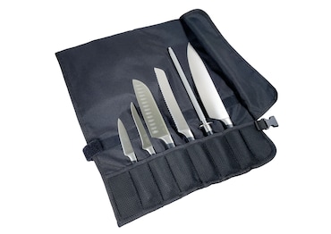 METRO PROFESSIONAL Juego de 6 cuchillos, acero inoxidable, L: 10/ 13/ 17/ 20/ 25/ 30,6 cm, incl. bolsa, negro