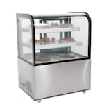 thumbnail of Vitrina refrigerada con ruedes, 2 estantes/puertas, acero inox./cristal, 122x91.5x67.5 cm, refrigeración por aire, 270L, negra/plateada, Polar CG841