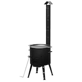 thumbnail of Ø40 Uchag 2mm stahl Utschak mit Abzugsrohr Utschag Outdoorofen 12L Gusseisen Kazan mit Gusseisen Deckel-Grillpfanne Kasan Feuerstelle Feldküche