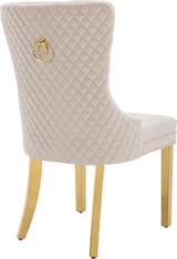 thumbnail of Merax Silla de Comedor Juego de 6 Sillas de salón 6 Piezas Silla tapizada Patas de Apoyo de Acero Inoxidable Chapado en Oro Terciopelo Beige
