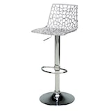 thumbnail of Sgabello SPIDER con la seduta in policarbonato trasparente con base cromata girevole, regolabile con poggiapiedi. 45x45x82/102