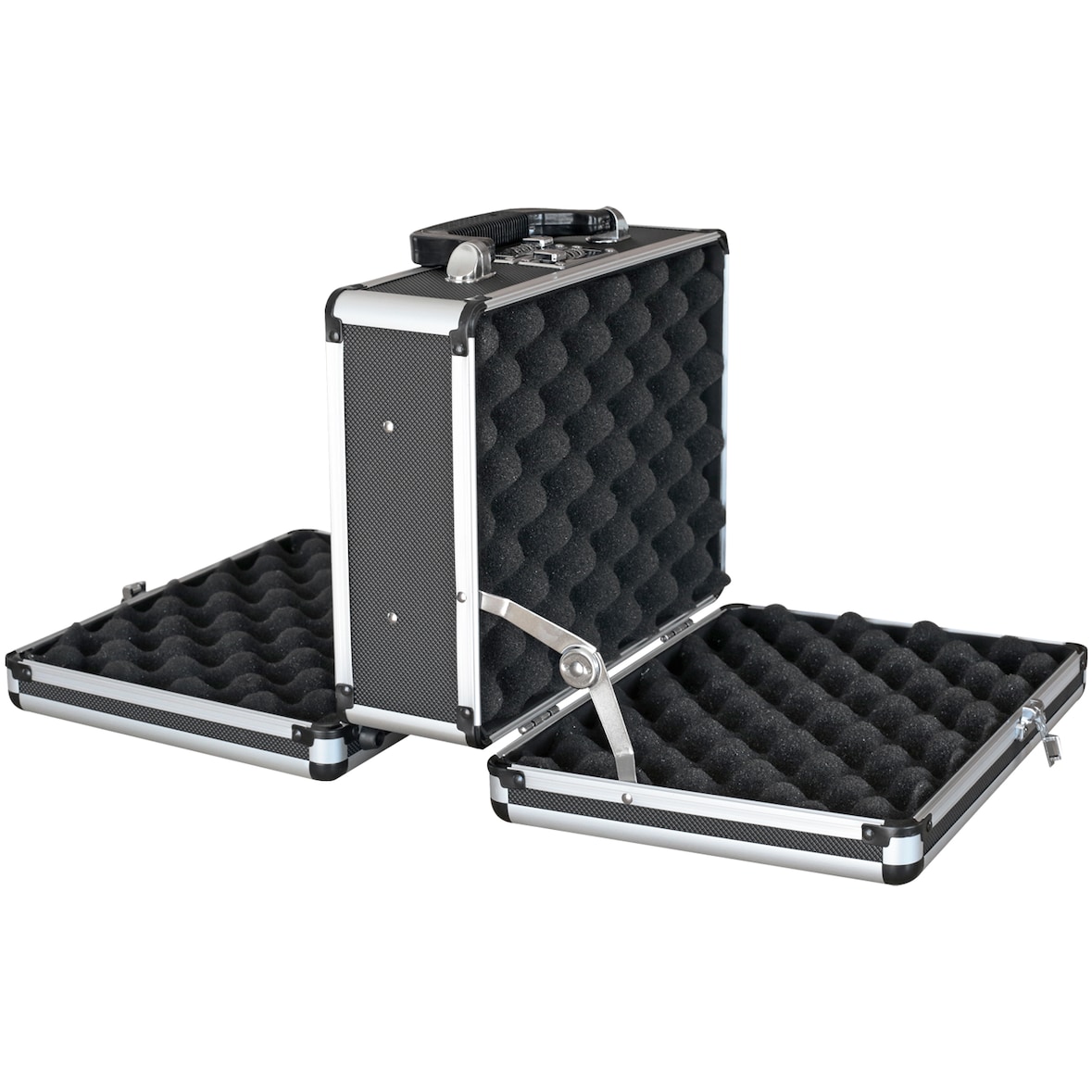 HMF 14411-02 Alu Transportkoffer, Doppelseitig, 31 x 26 x 15 cm, Schwarz