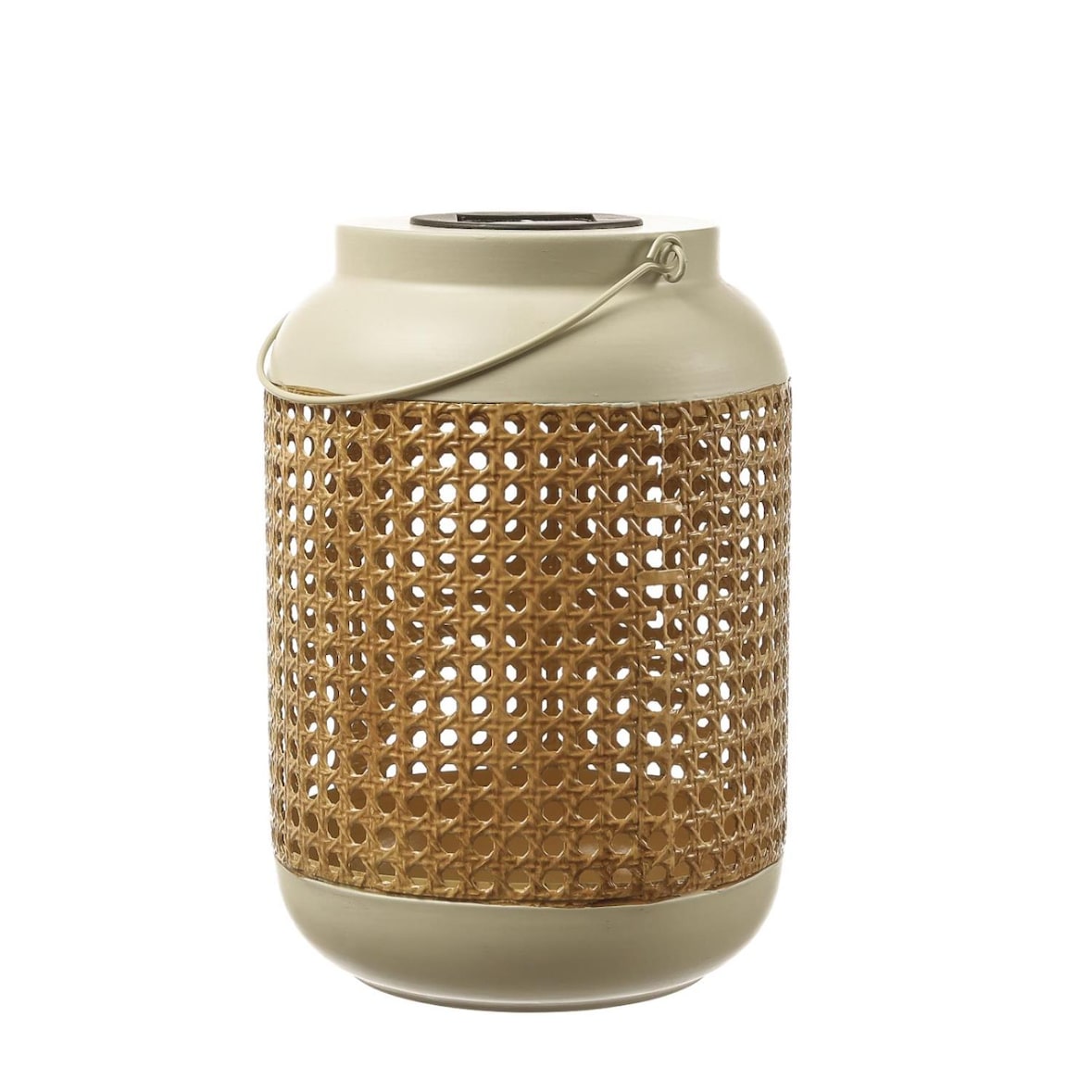 LED Solar Laterne Terassenleuchte Boho Bambus Optik Sensor H: 28cm