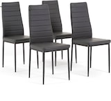 thumbnail of Set aus 4 Stühlen mit hoher Rückenlehne, gepolstertem Sitz aus Kunstleder, elegant und komfortabel,für Küche, Esszimmer, Bar, Restaurant–Lidia–Grau