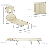 thumbnail of Outsunny Tumbona Reclinable y Plegable de Jardín con Orificio de Lectura Reposacabezas y Respaldo Ajustable en 5 Niveles para Playa 182x56x24,5 cm