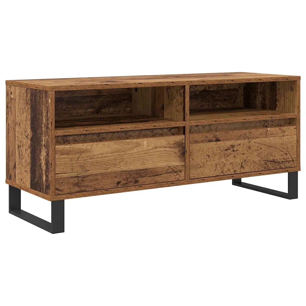 Helloshop26 - Moderner rechteckiger TV-Schrank mit Schublade und Ablage 100 x 34,5 x 44,5 cm aus Altholz
