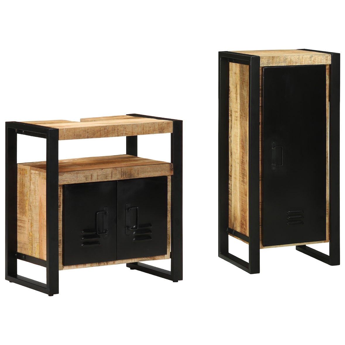 vidaXL Badezimmermöbel Set mit Regal 2 pcs Braun Massives Mango-Holz