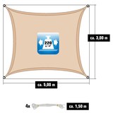thumbnail of 3x5 UV Sonnensegel Rechteckig Atmungsaktiv - Sonnenschutz Segel mit Befestigung