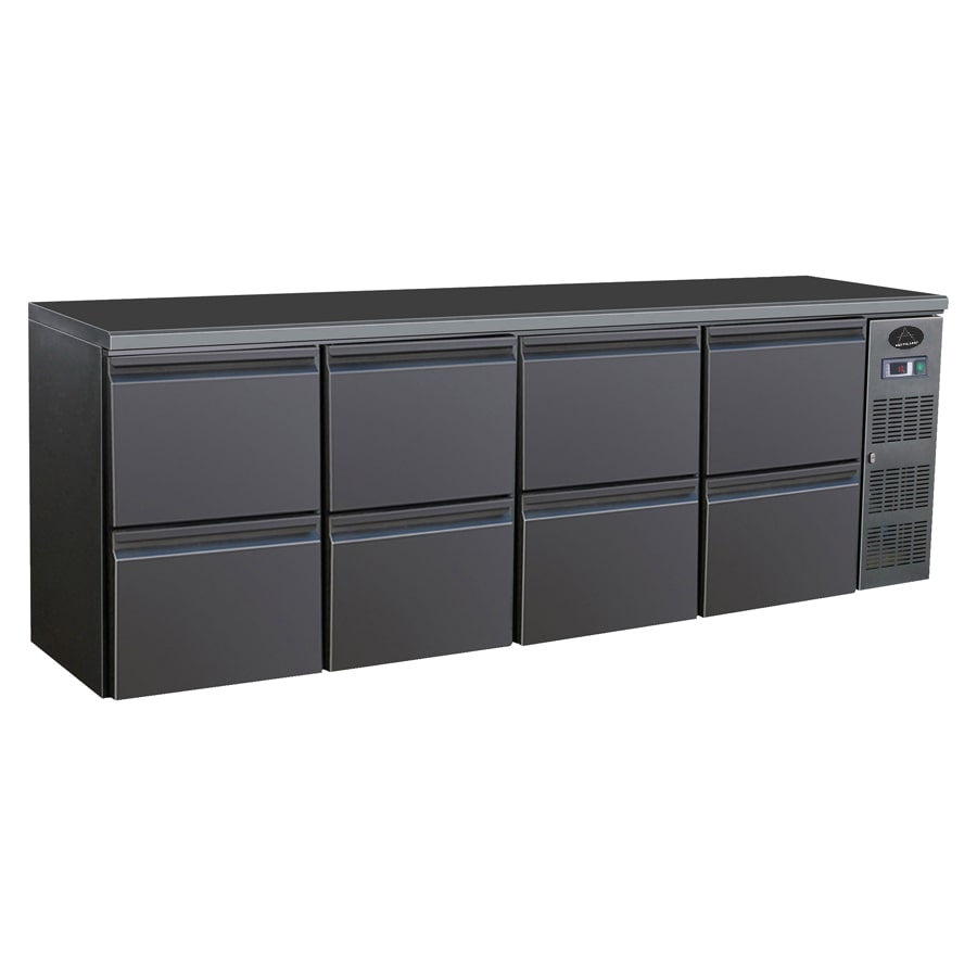 Gastro Barkühler Bar-Kühlschrank schwarz 8 Schubladen 698 l, 2542x513x860 mm 0-10°C