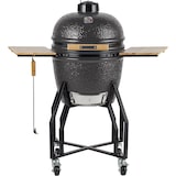 thumbnail of Barbecue à charbon de bois Kamado Céramique Gris - 2 zones de cuisson Grill & Fumoir Ø56cm - Barbecue mobile + 2 tablettes INTEC