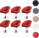 thumbnail of 6er-Set Esszimmerstuhl gepolstert | HxBxT 90x59x60cm | Sitzhöhe 45cm | drehbar höhenverstellbar | Kunstleder Rot | Küchenstuhl Drehstuhl Loungesessel