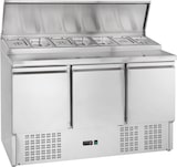 thumbnail of GastroHero Belegstation ECO 1365 Kühltisch 3 Türen 1365x700 mm für 7x GN 1/3 Belegkühlung 392L Edelstahl Saladette +2 bis +8 °C statische Kühlung R290