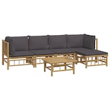 thumbnail of vidaXL 6-tlg. Garten-Lounge-Set mit Dunkelgrauen Kissen Bambus
