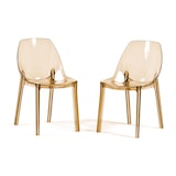 thumbnail of Lot de 2 chaises en polycarbonate transparent, empilables, monobloc, résistantes, design moderne, idéales pour cuisine, restaurant – Luce – Champagne