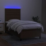 thumbnail of vidaXL Boxspringbett mit Matratze & LED Dunkelbraun 90x190 cm Stoff