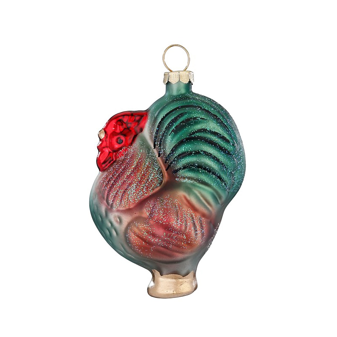 Christbaumschmuck Glas 8cm Hahn Figur Handbemalt Weihnachtsbaum Anhänger Weihnachten Christbaumanhänger Weihnachtsbaumschmuck Bauernhof Tiere Grün Rot