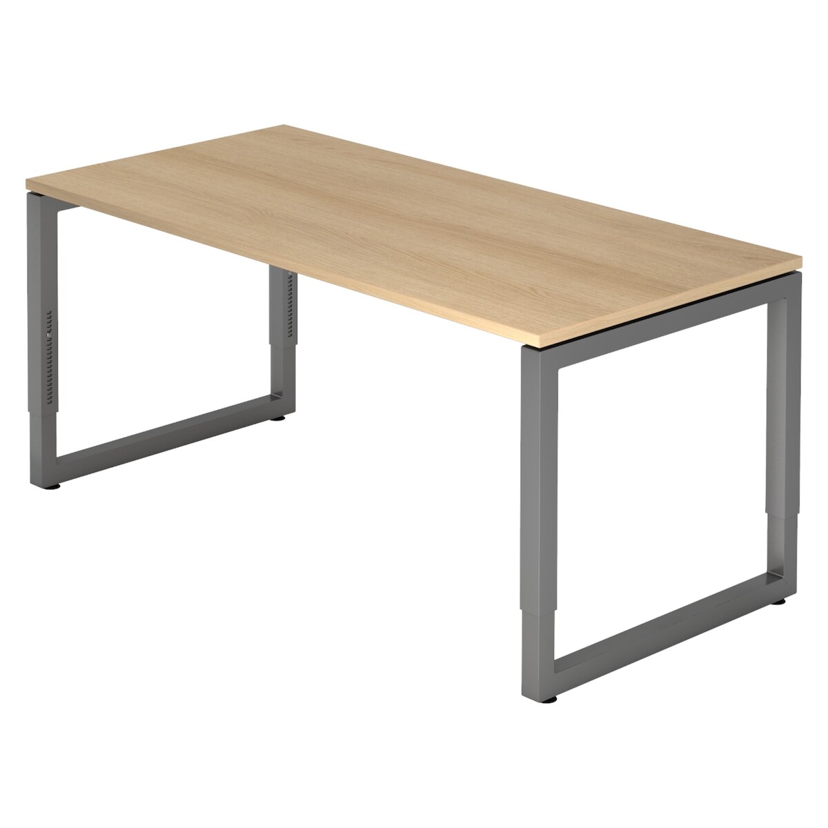 bümö höhenverstellbarer Schreibtisch R-Serie 160x80 cm in Eiche, Gestell in Graphit - PC Tisch für's Büro manuell höhenverstellbar, Computertisch