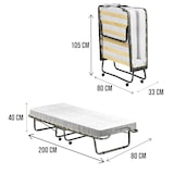 thumbnail of Dmora Klappbett Dperic, Klappbett mit 15 Latten, platzsparendes Kinderbett, 100 % Made in Italy, 80 x 200 x 40 cm, inklusive Memory-Matratze