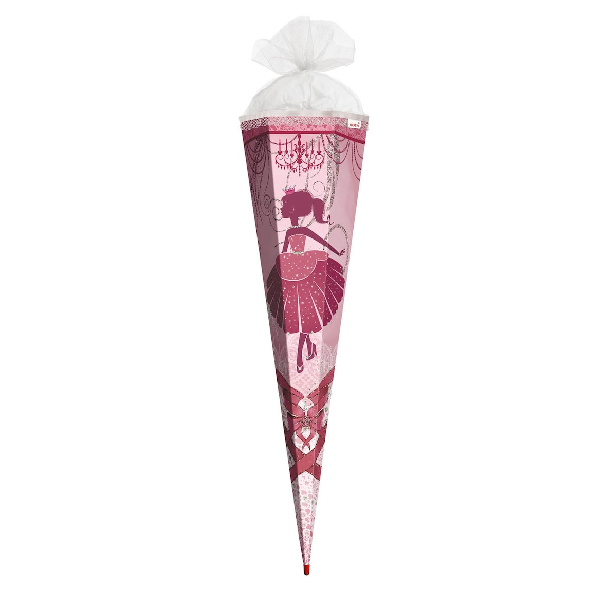 Roth Schultüte 85cm eckig Ballerina Glitter u Rüschenborte