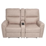 thumbnail of Fauteuil cinéma 2 places HWC-K17, Fauteuil relax Fauteuil TV Canapé, suspension Nosag Porte-boissons Compartiment ~ Tissu/Textile beige