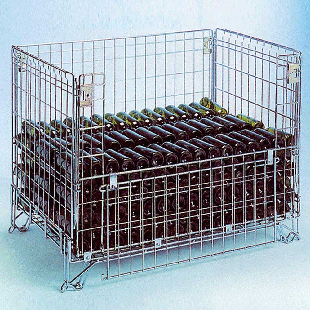 Gitterbox-Faltbehälter, glanzverzinkt, LxBxH 1280 x 820 x 950 mm, Maschenweite 120 x 60 mm