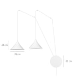 thumbnail of Sospensione Minimal 2 Luci Fujin In Acciao Bianco E Paralume A Cono