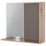 thumbnail of Armario de Baño con Espejo Mueble Auxiliar de Pared con 1 Puerta y Estante Ajustable Estilo Moderno para Cocina Recibidor 57x14,2x49,2 cm Roble y Gris